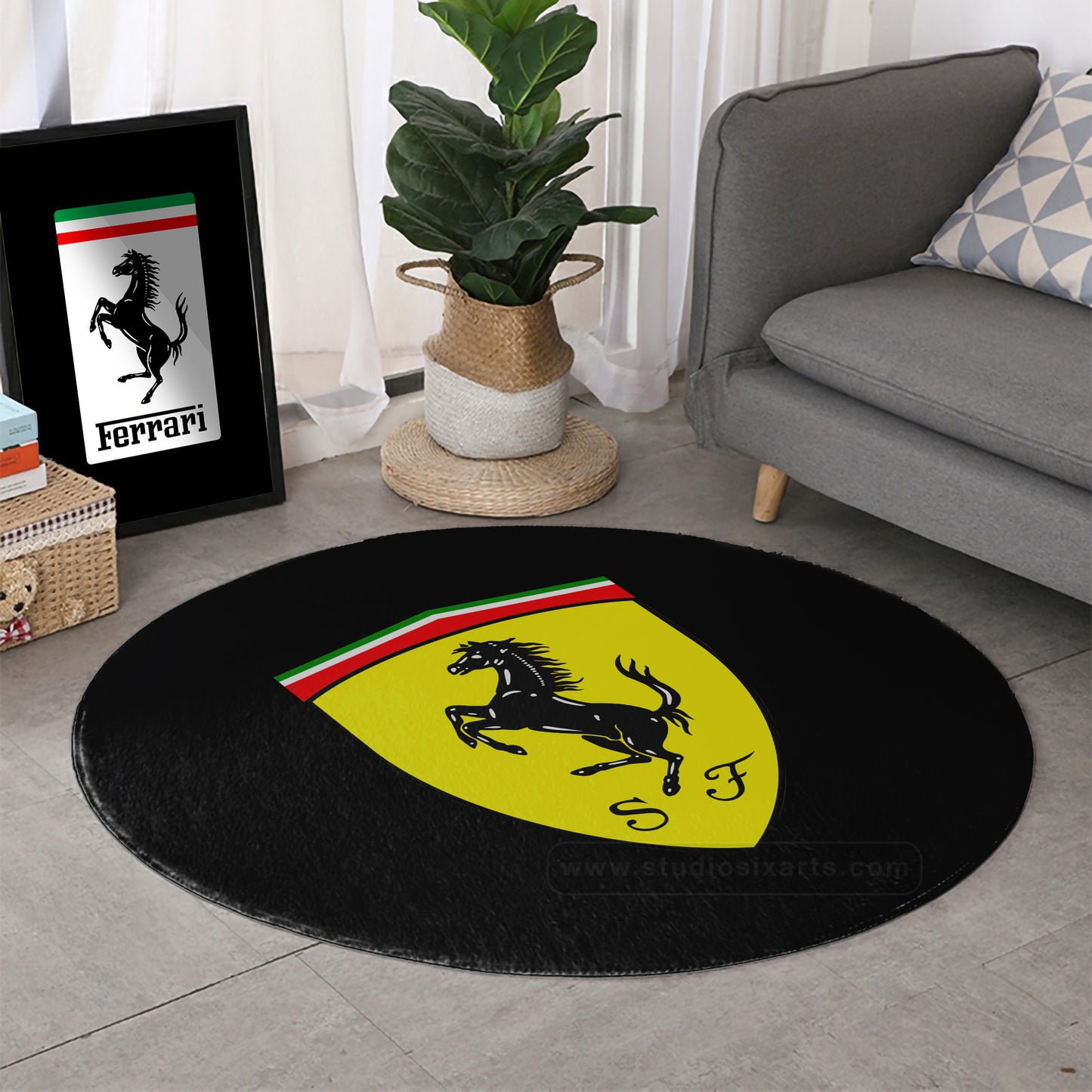 Horse Logo Round Accent Rug