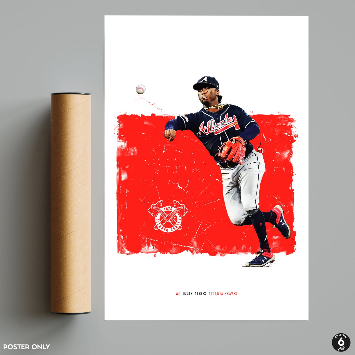 Ozzie Albies Poster and Canvas, Padres Baseball Print, MLB Wall Decor
