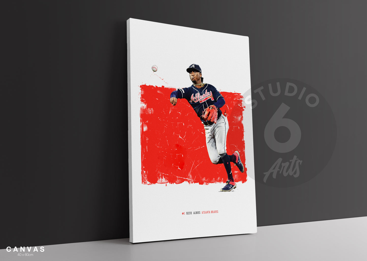 Ozzie Albies Poster and Canvas, Padres Baseball Print, MLB Wall Decor