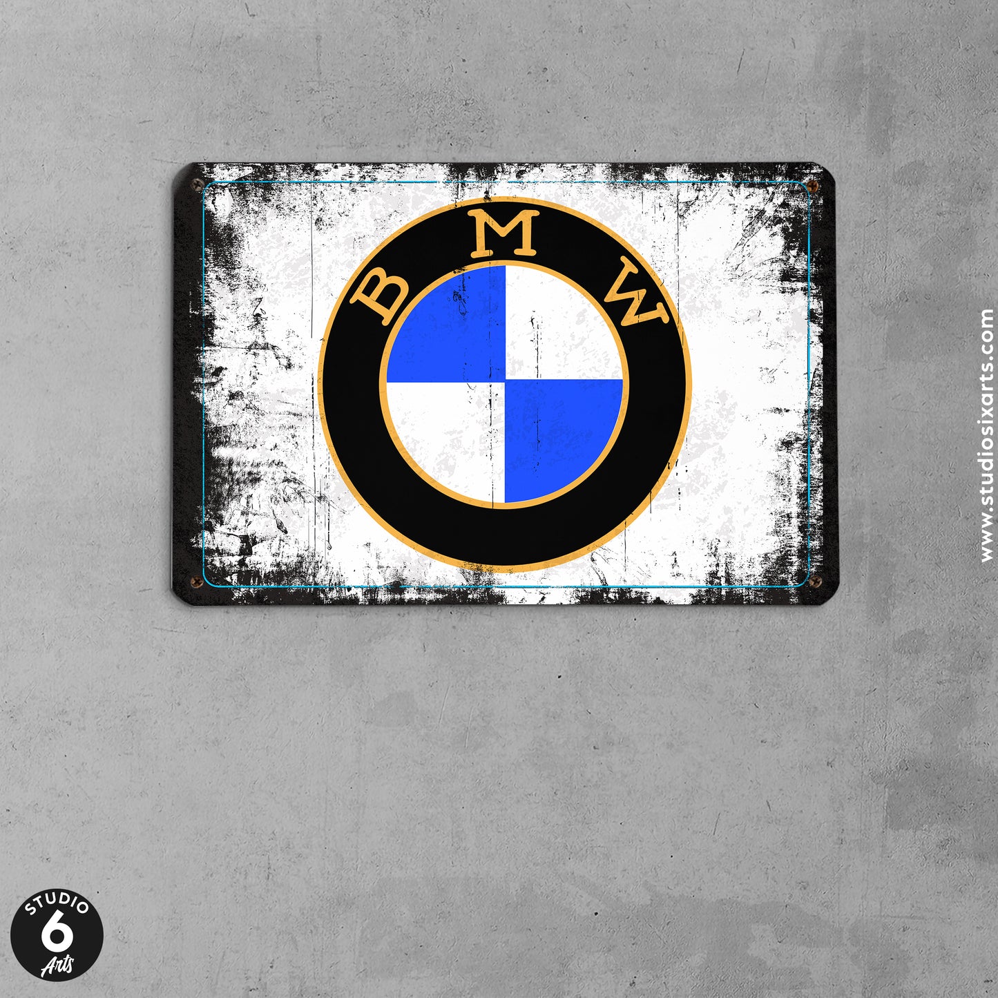 Vintage BMW Logo Inspired Metal Sign