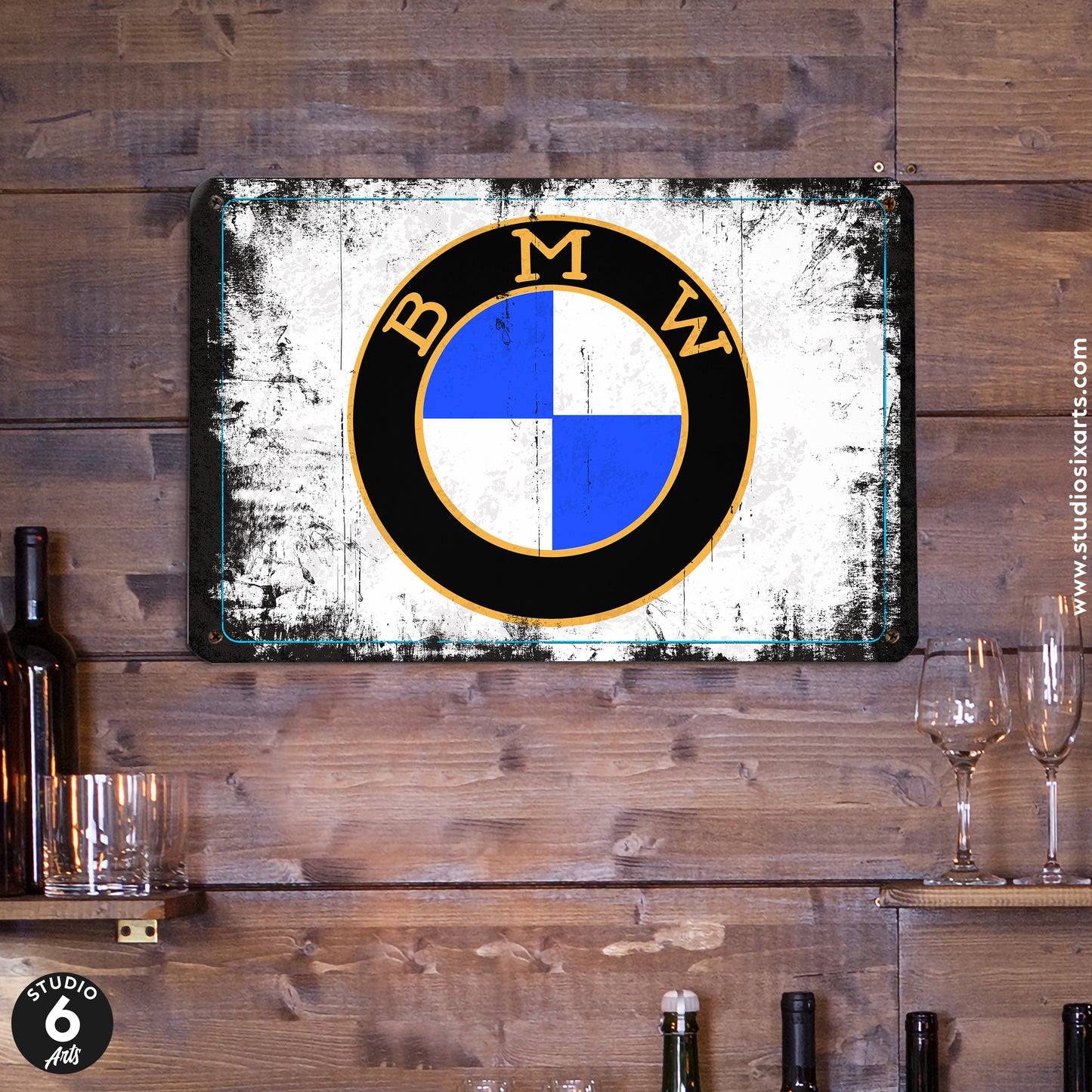 Vintage BMW Logo Inspired Metal Sign
