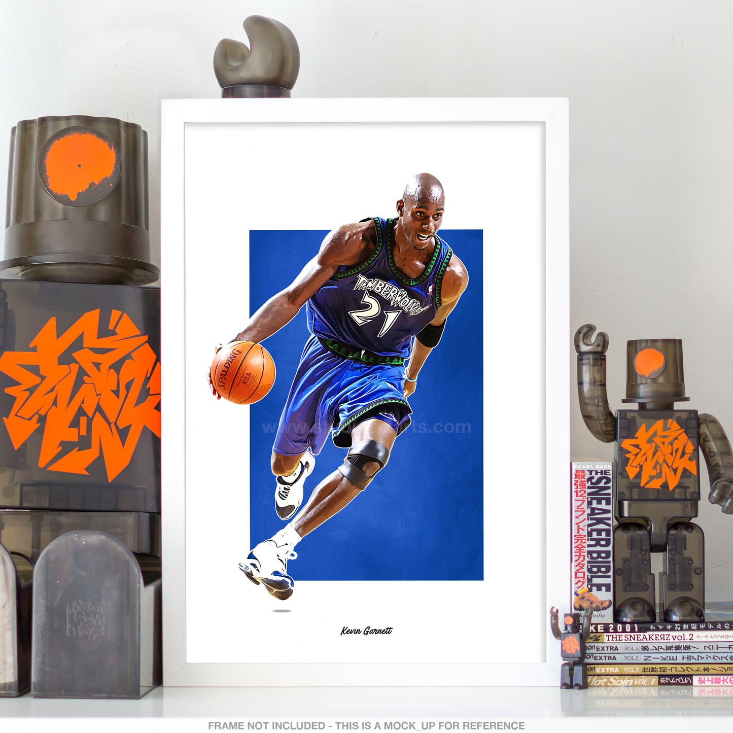 Kevin Garnett Poster, Timberwolves Basketball Fan Art Print, Man Cave Gift