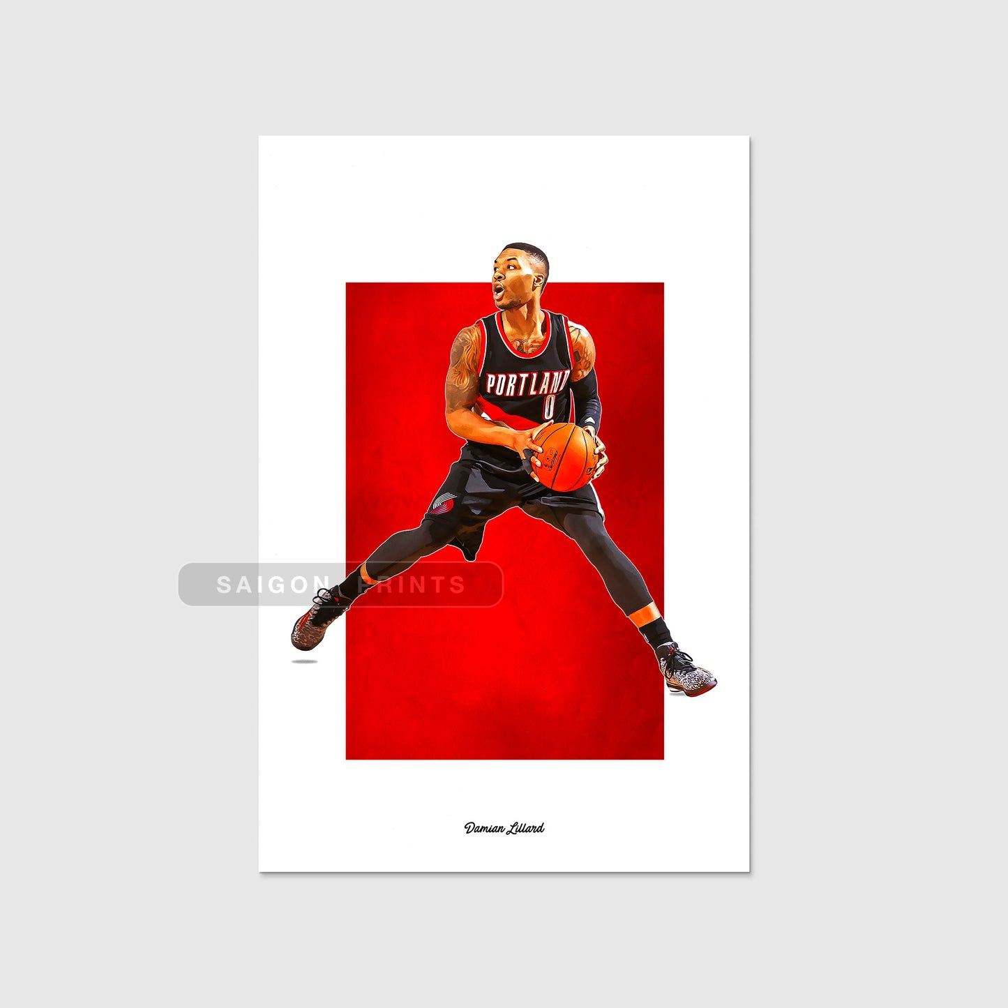 Damian Lillard Poster, LA Lakers Basketball Fan Art Print, Man Cave Gift