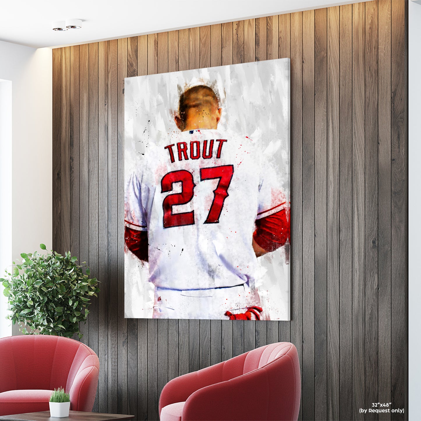 Mike Trout Poster and Canvas, Angels Baseball Print, MLB Wall Decor