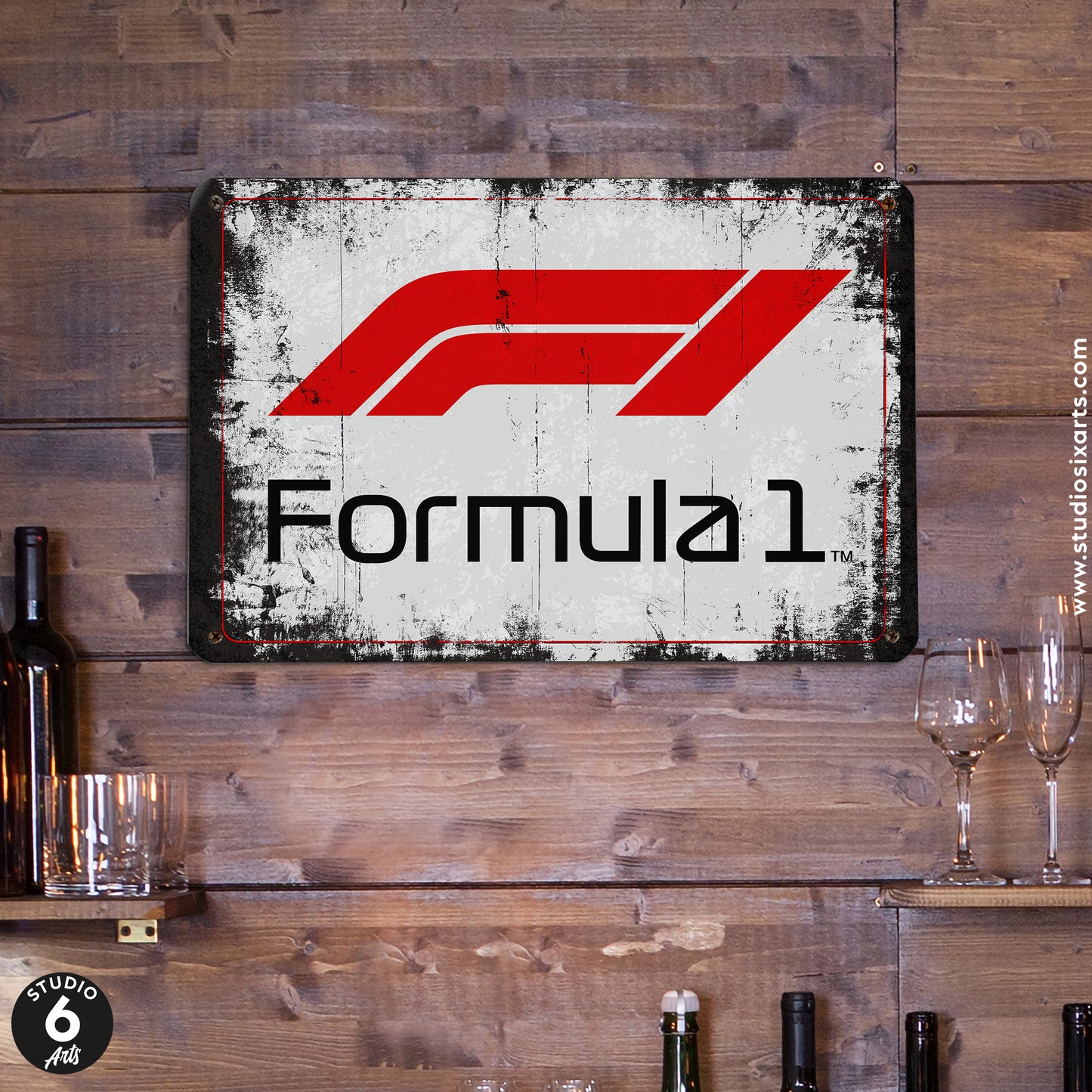 Vintage F1 Logo Inspired Metal Sign