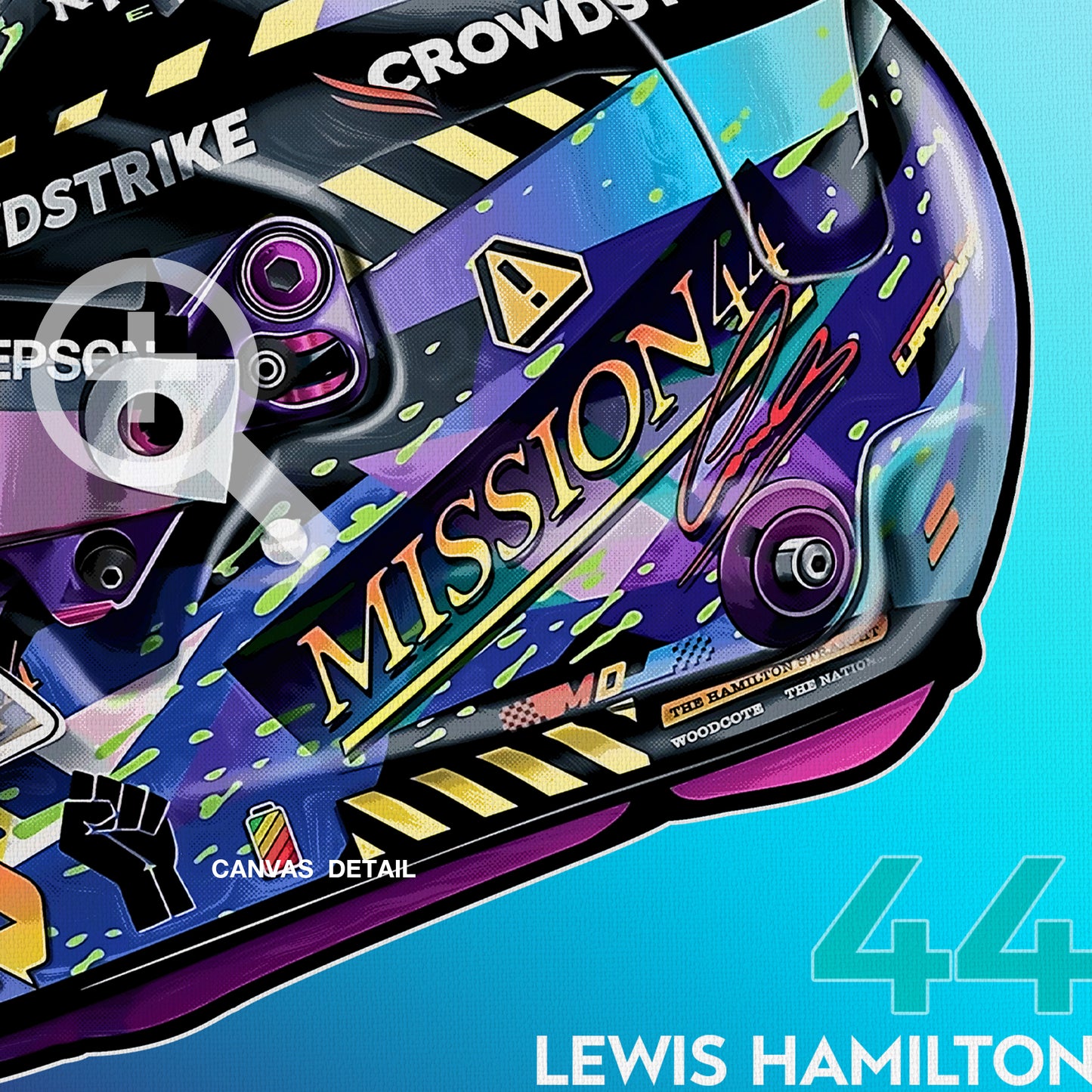 F1 Lewis Hamilton Helmets Canvas Prints
