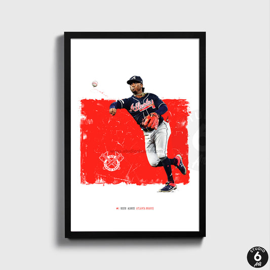 Ozzie Albies Poster and Canvas, Padres Baseball Print, MLB Wall Decor
