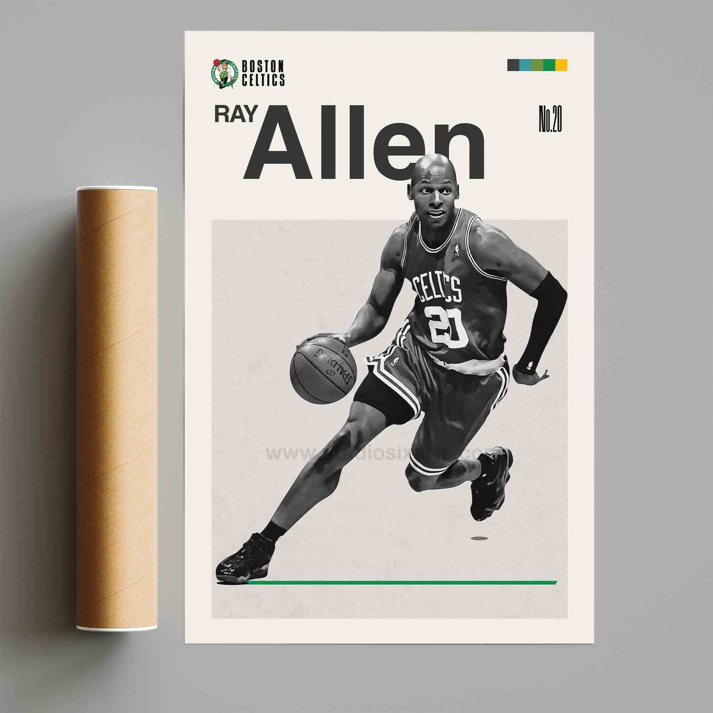 Ray Allen Celtics Basketball Mid Century Modern