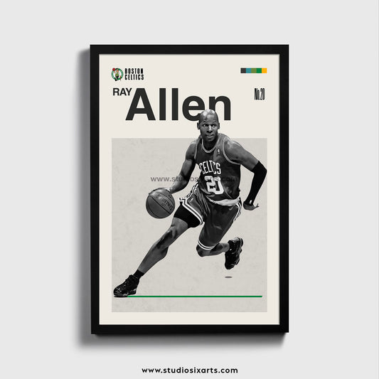 Ray Allen Celtics Basketball Mid Century Modern