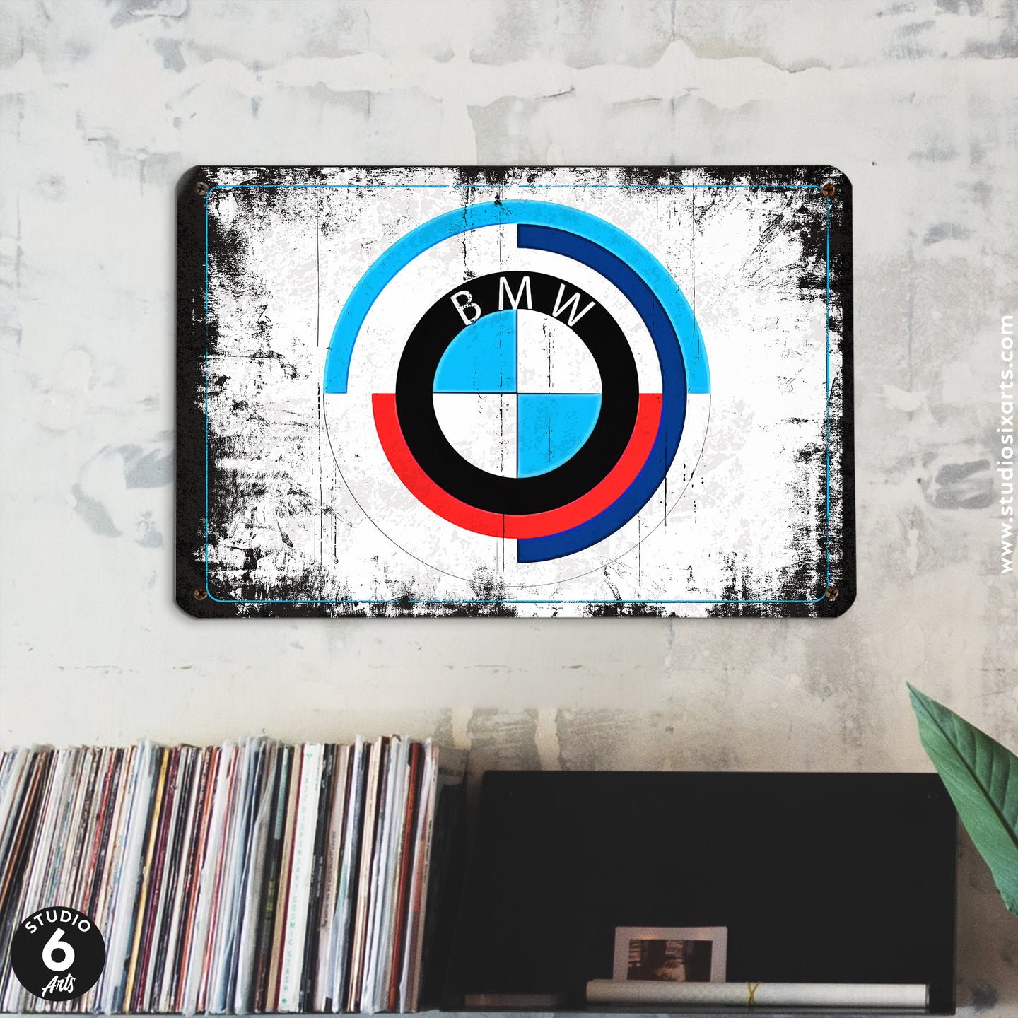 studiosixart BMW Vintage Logo Inspired Metal Sign
