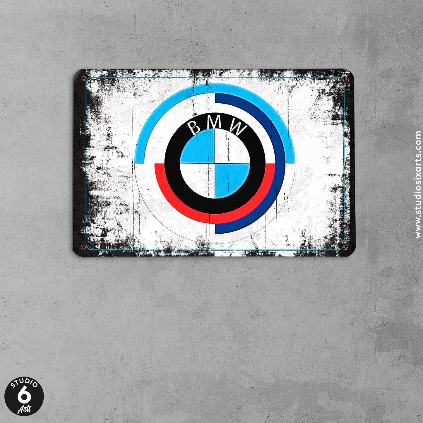 studiosixart BMW Vintage Logo Inspired Metal Sign