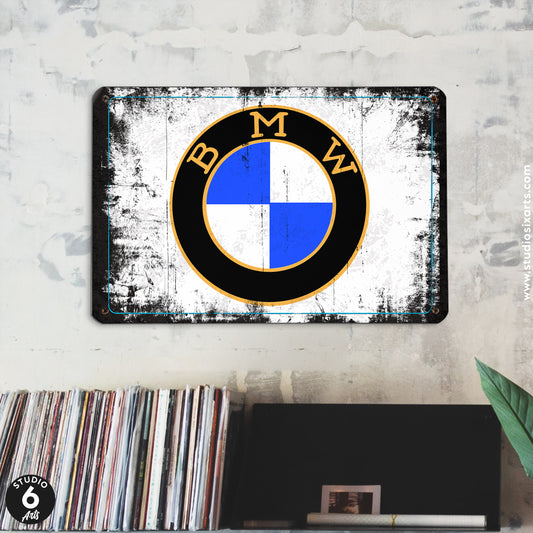 Vintage BMW Logo Inspired Metal Sign