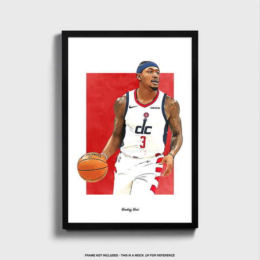 studiosixart Bradley Beal Poster, Washington Basketball Fan Art Print, Man Cave Gift
