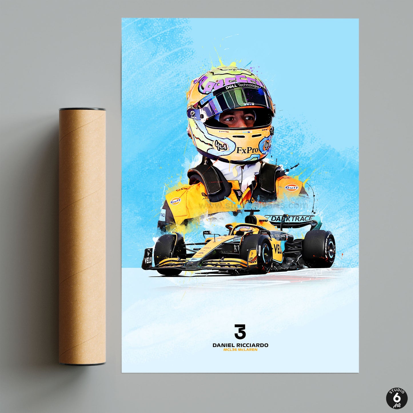 Daniel Ricciardo 2022 Poster and Canvas, MCL36 McLaren F1 Decor, F1 Print