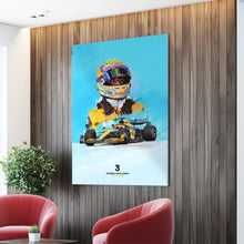 Load image into Gallery viewer, Daniel Ricciardo 2022 Poster and Canvas, MCL36 McLaren F1 Decor, F1 Print

