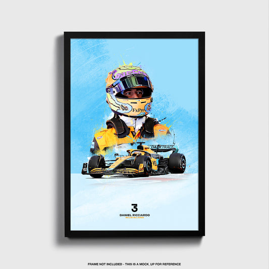 Daniel Ricciardo 2022 Poster and Canvas, MCL36 McLaren F1 Decor, F1 Print