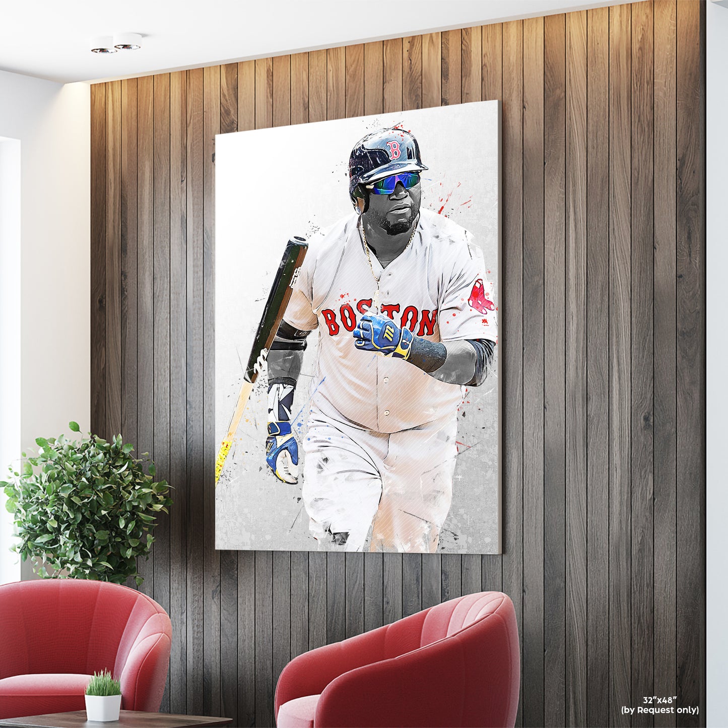 David Ortiz Poster and Canvas, Baseball Print, MLB Wall Decor