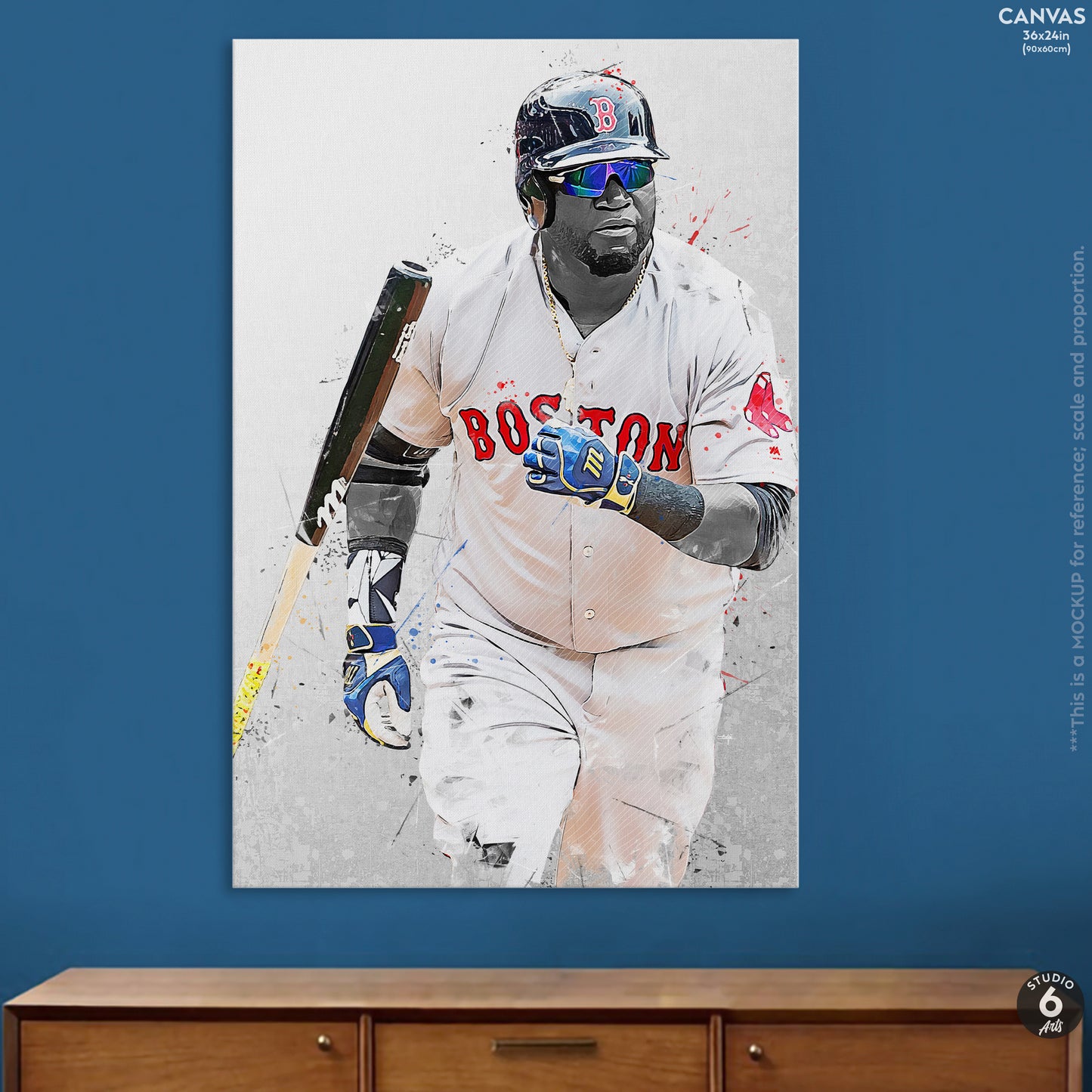 David Ortiz Poster and Canvas, Baseball Print, MLB Wall Decor