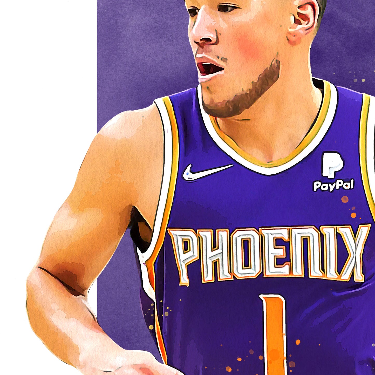 Devin Booker Poster, Phoenix Basketball Fan Art Print, Man Cave Gift