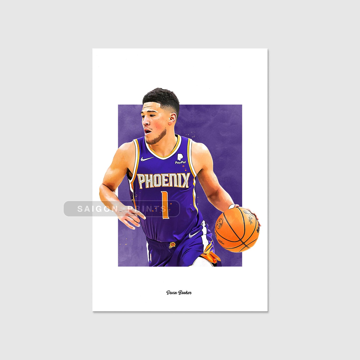 Devin Booker Poster, Phoenix Basketball Fan Art Print, Man Cave Gift