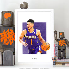 Load image into Gallery viewer, Devin Booker Poster, Phoenix Basketball Fan Art Print, Man Cave Gift
