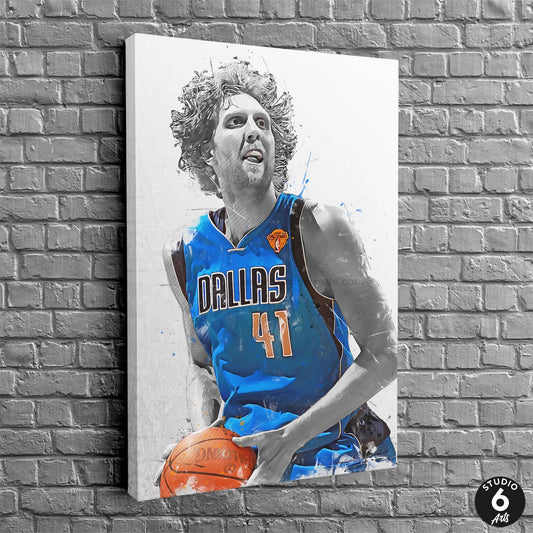 Dirk Nowitzki Mavericks Basketball Fan Art Print