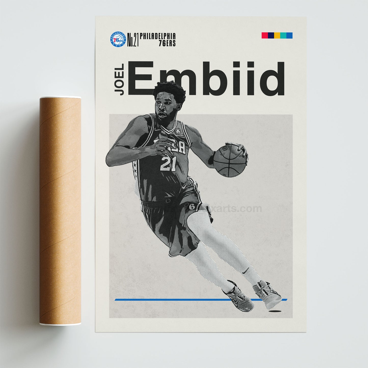 Joel Embiid 76ers Basketball Mid Century Modern