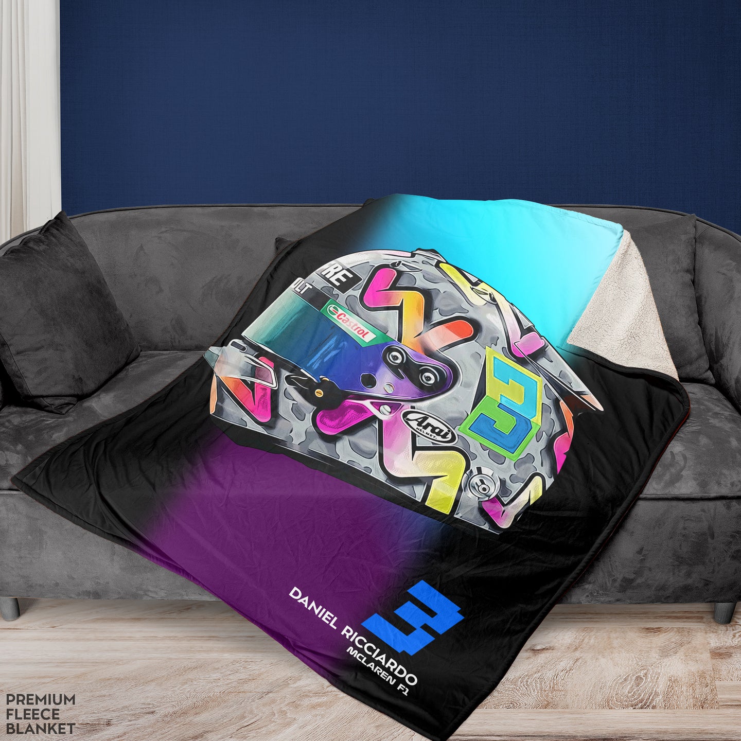 Daniel Ricciardo Helmet Plush Blanket - Fleece Blanket