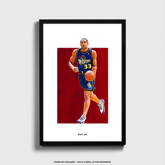 Grant Hill Poster, Pistons Basketball Fan Art Print, Man Cave Gift