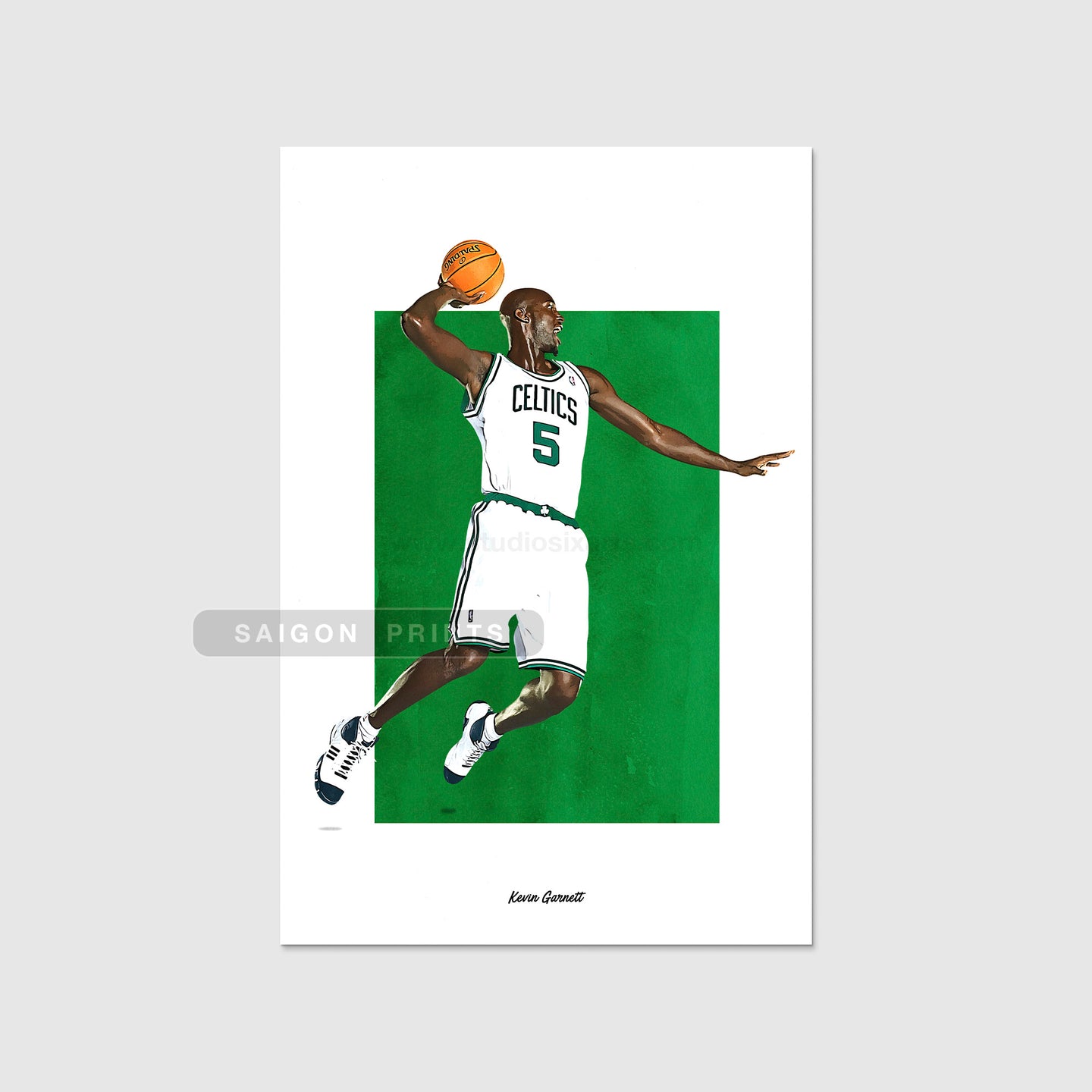 Kevin Garnett Poster, Boston Celtics Basketball Fan Art Print, Man Cave Gift