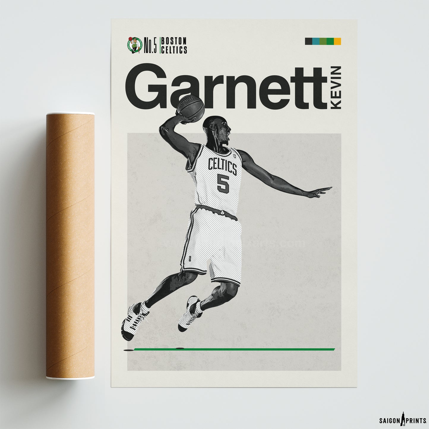 Kevin Garnett Celtics Basketball Mid Century Modern
