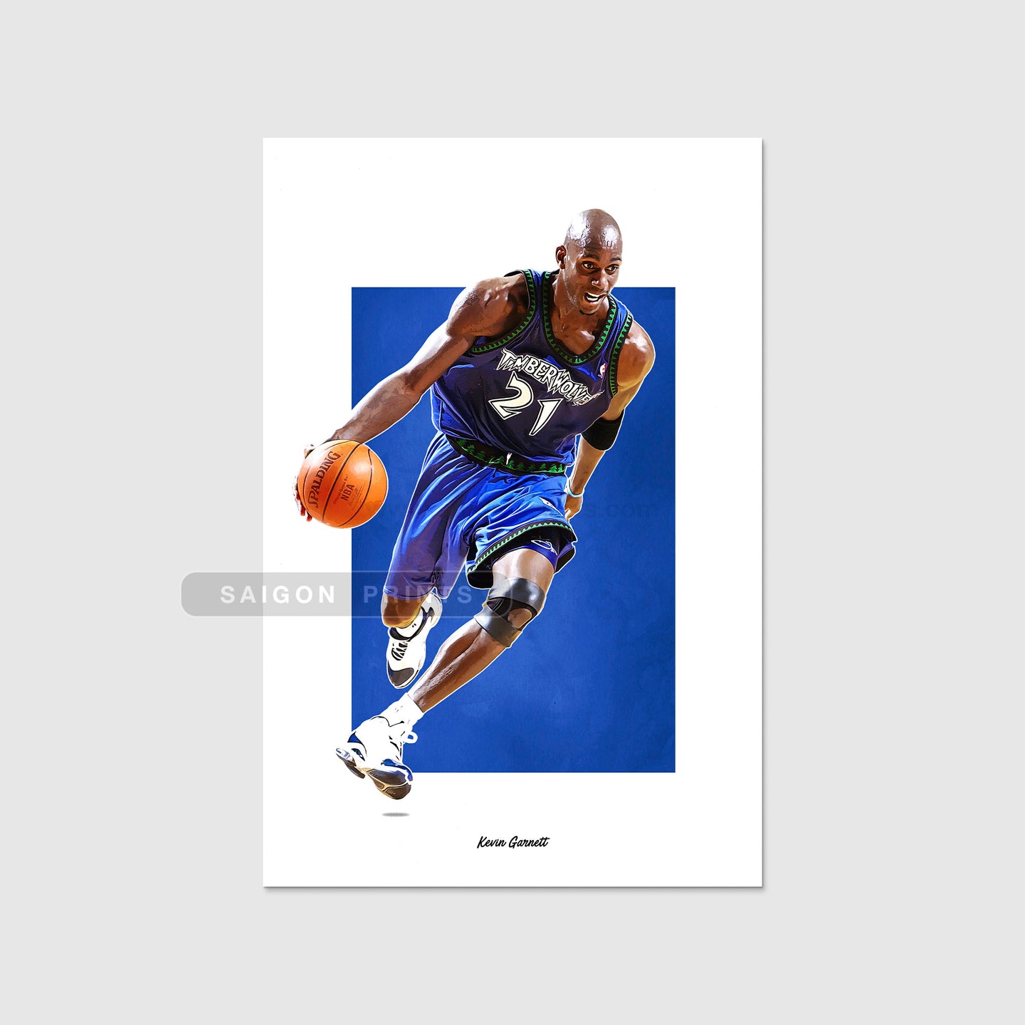 Kevin Garnett Poster, Timberwolves Basketball Fan Art Print, Man Cave Gift