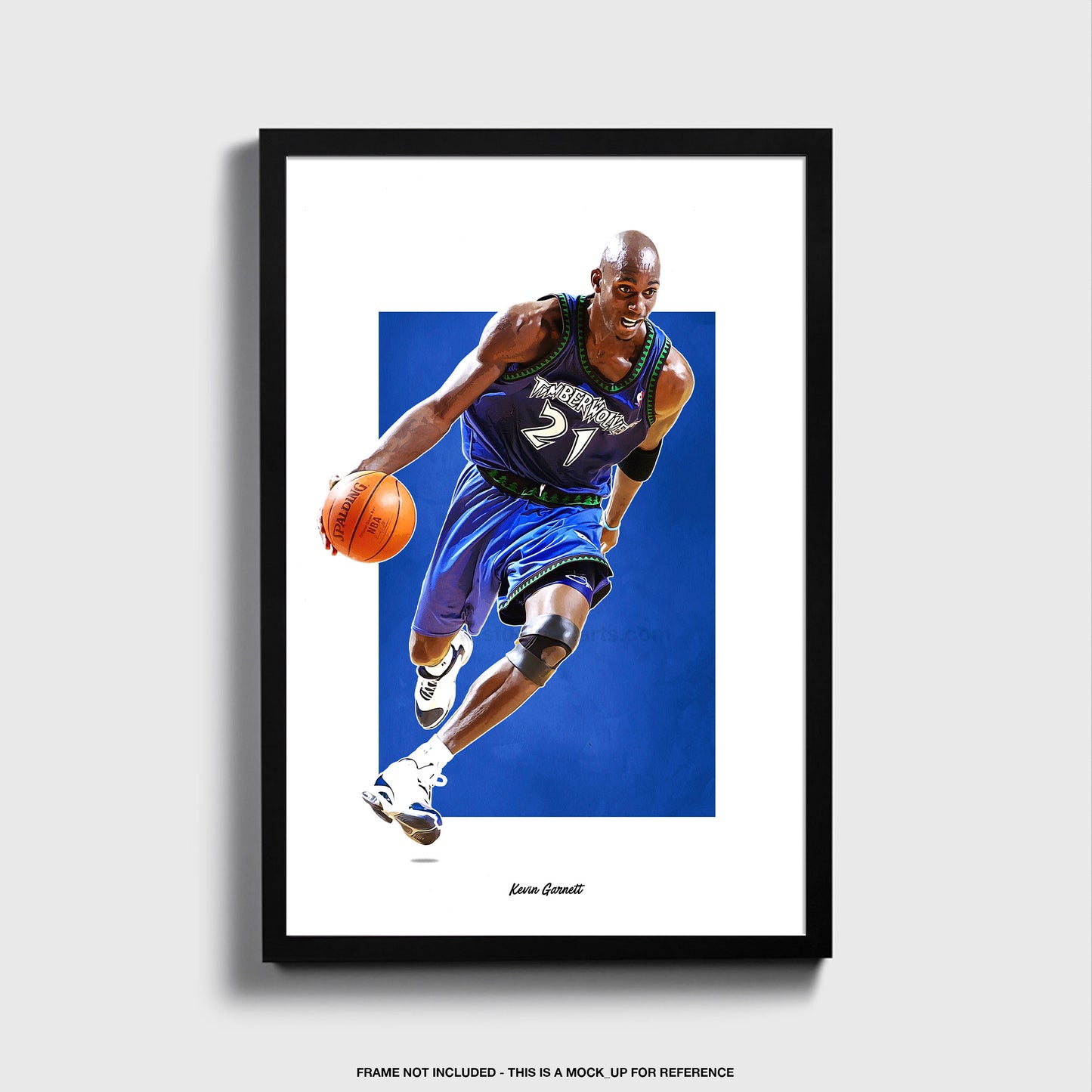 Kevin Garnett Poster, Timberwolves Basketball Fan Art Print, Man Cave Gift