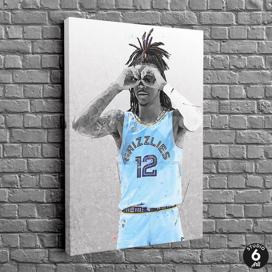 Ja Morant Poster, Celtics Basketball Fan Art Print, Man Cave Gift