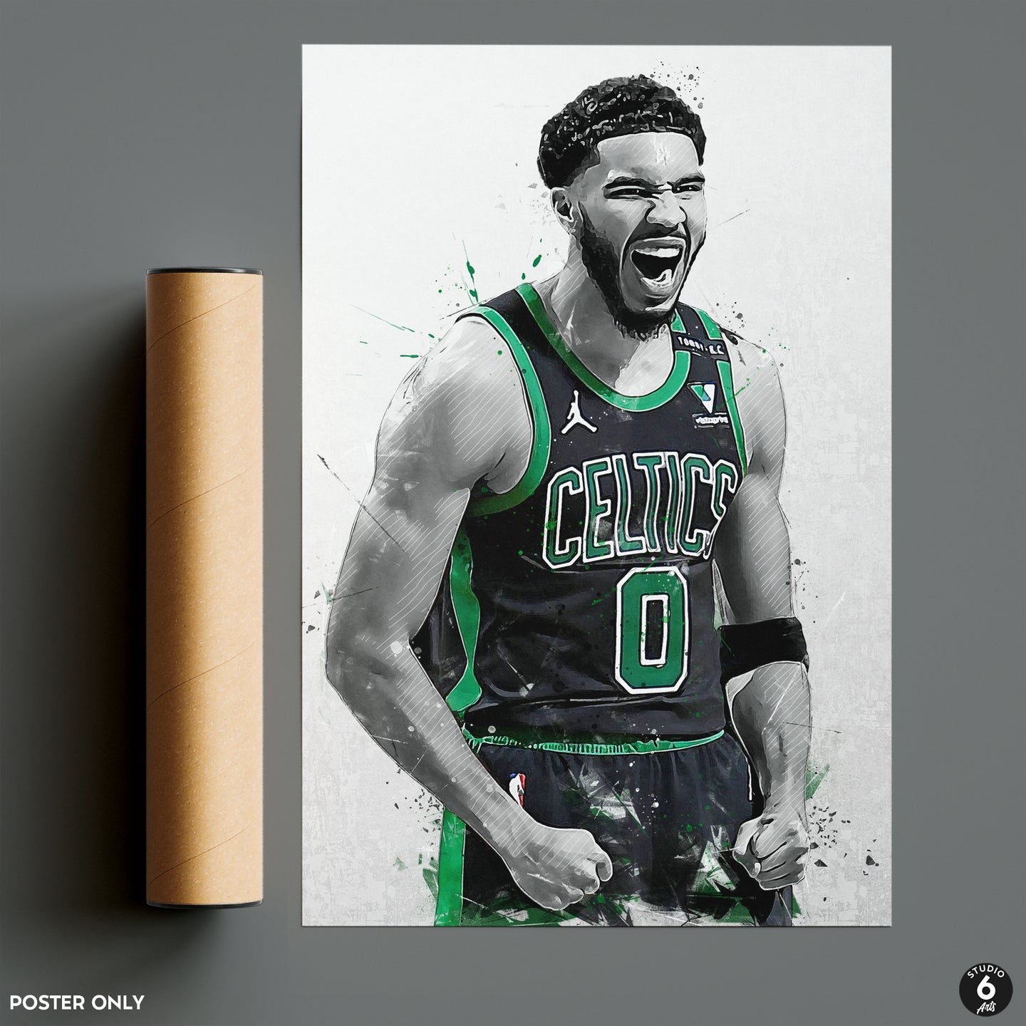 Jayson Tatum Poster, Celtics Basketball Fan Art Print, Man Cave Gift
