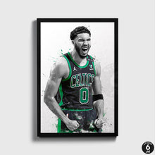 Load image into Gallery viewer, Jayson Tatum Poster, Celtics Basketball Fan Art Print, Man Cave Gift
