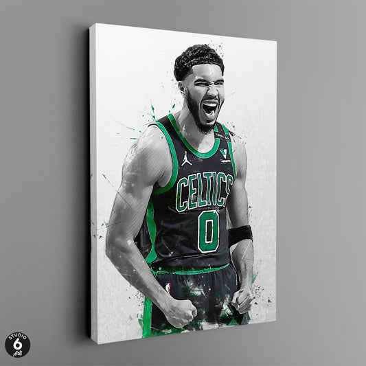Jayson Tatum Poster, Celtics Basketball Fan Art Print, Man Cave Gift