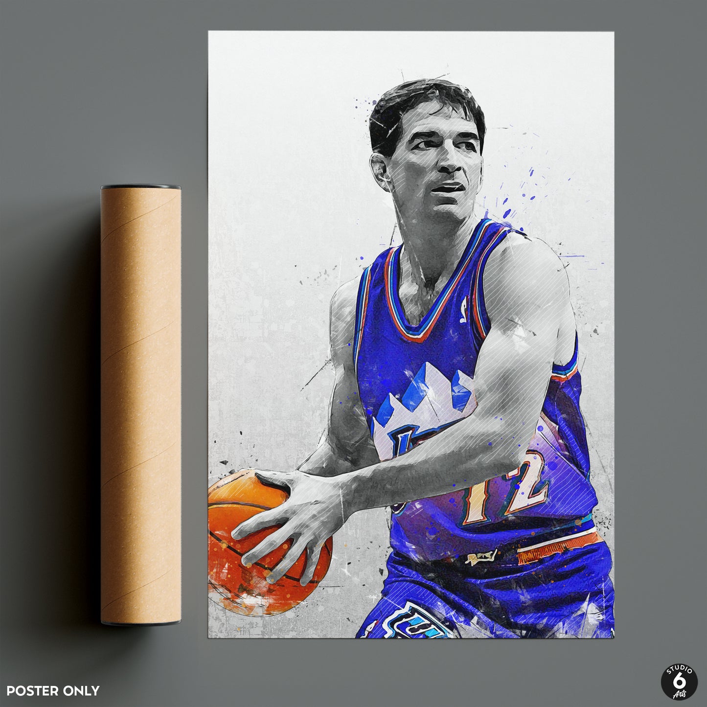 John Stockton Poster and Canvas, Utah Basketball Print