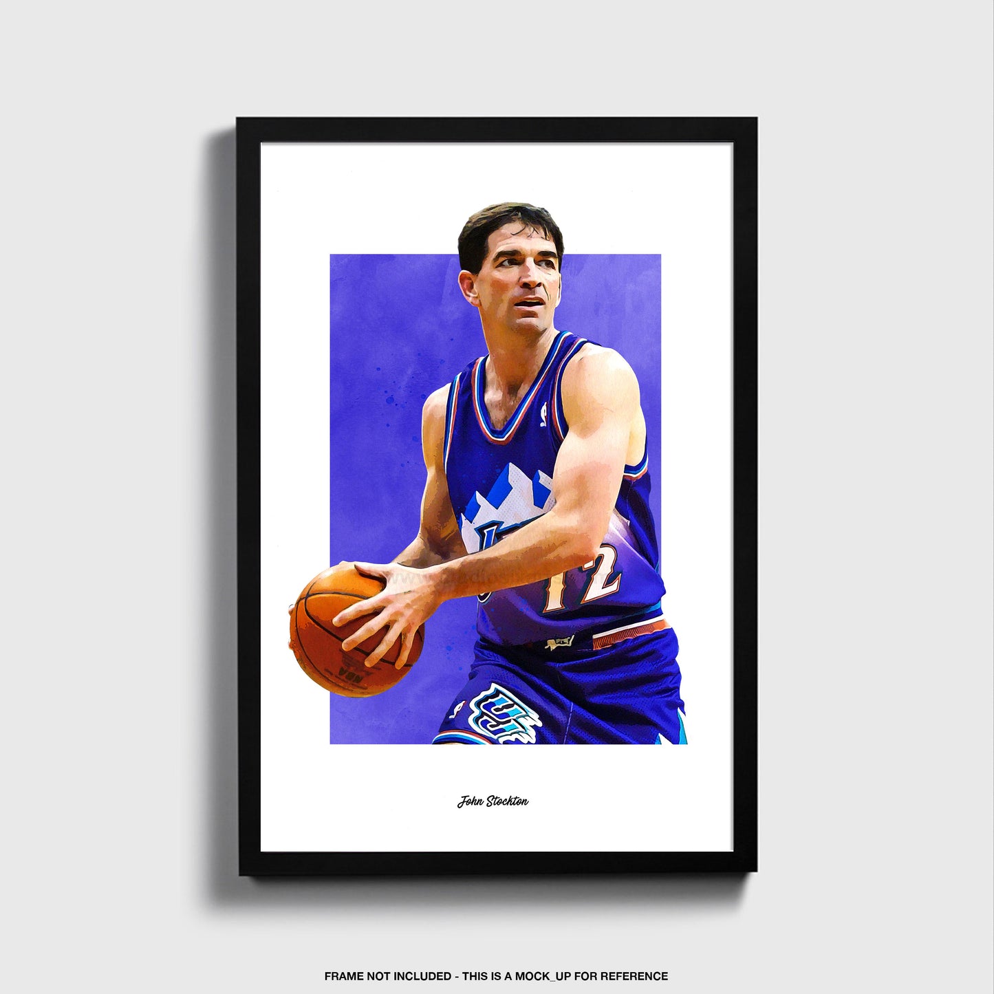 John Stockton Poster, Utah Jazz Basketball Fan Art Print, Man Cave Gift