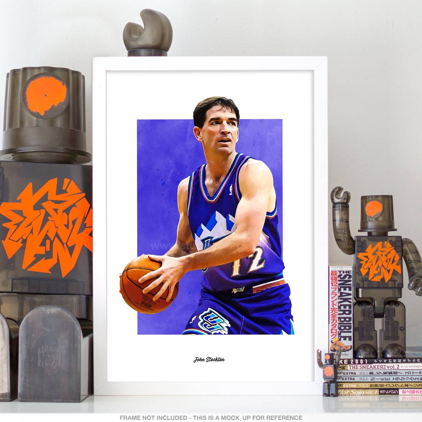 John Stockton Poster, Utah Jazz Basketball Fan Art Print, Man Cave Gift