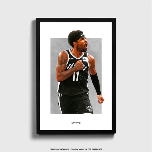 Kyrie Irving Poster, Brooklyn Nets Basketball Fan Art Print, Man Cave Gift