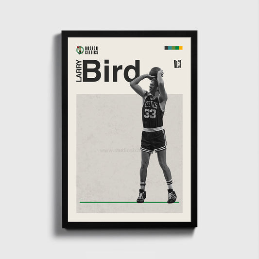 Larry Bird Celtics Basketball Mid Century Modern