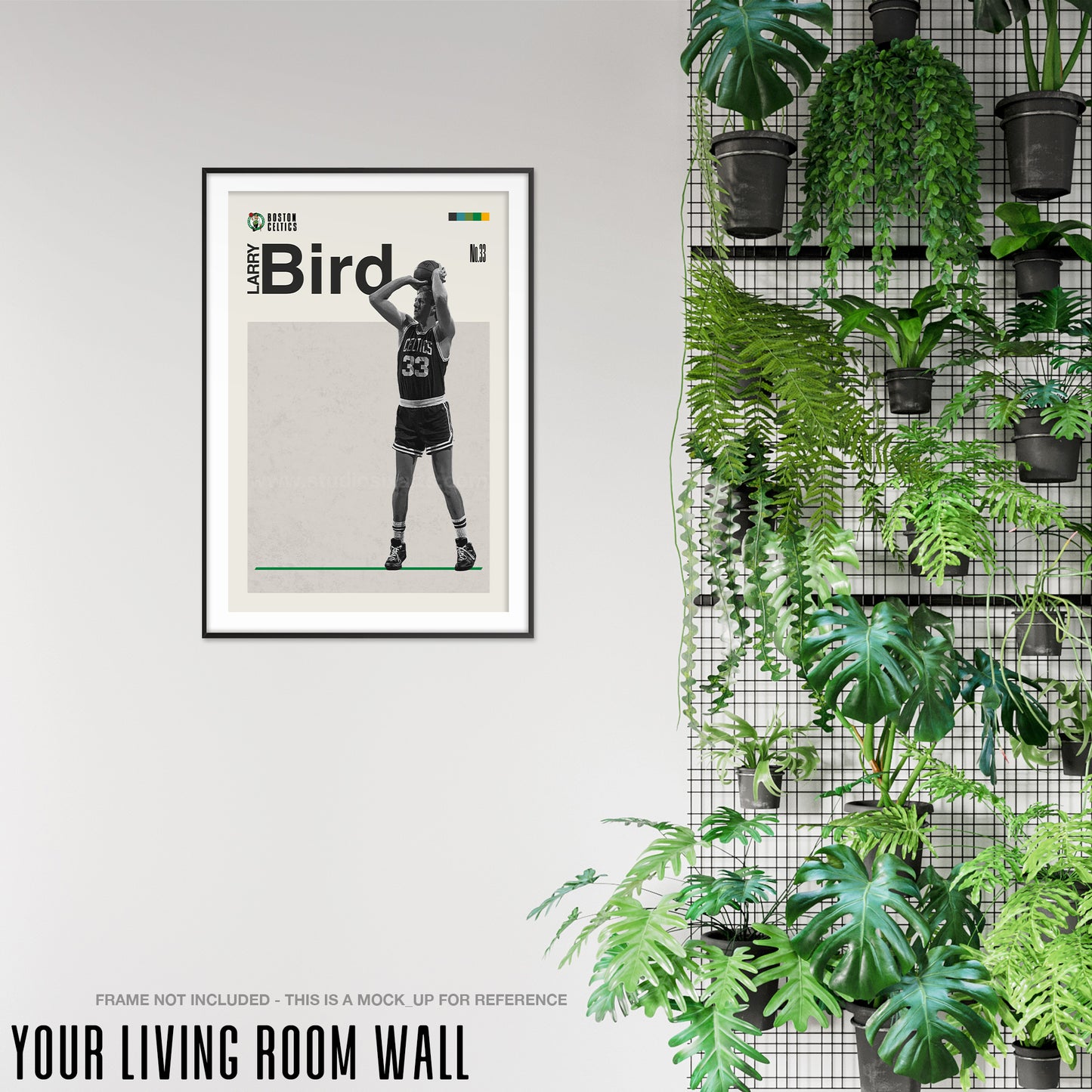 Larry Bird Celtics Basketball Mid Century Modern