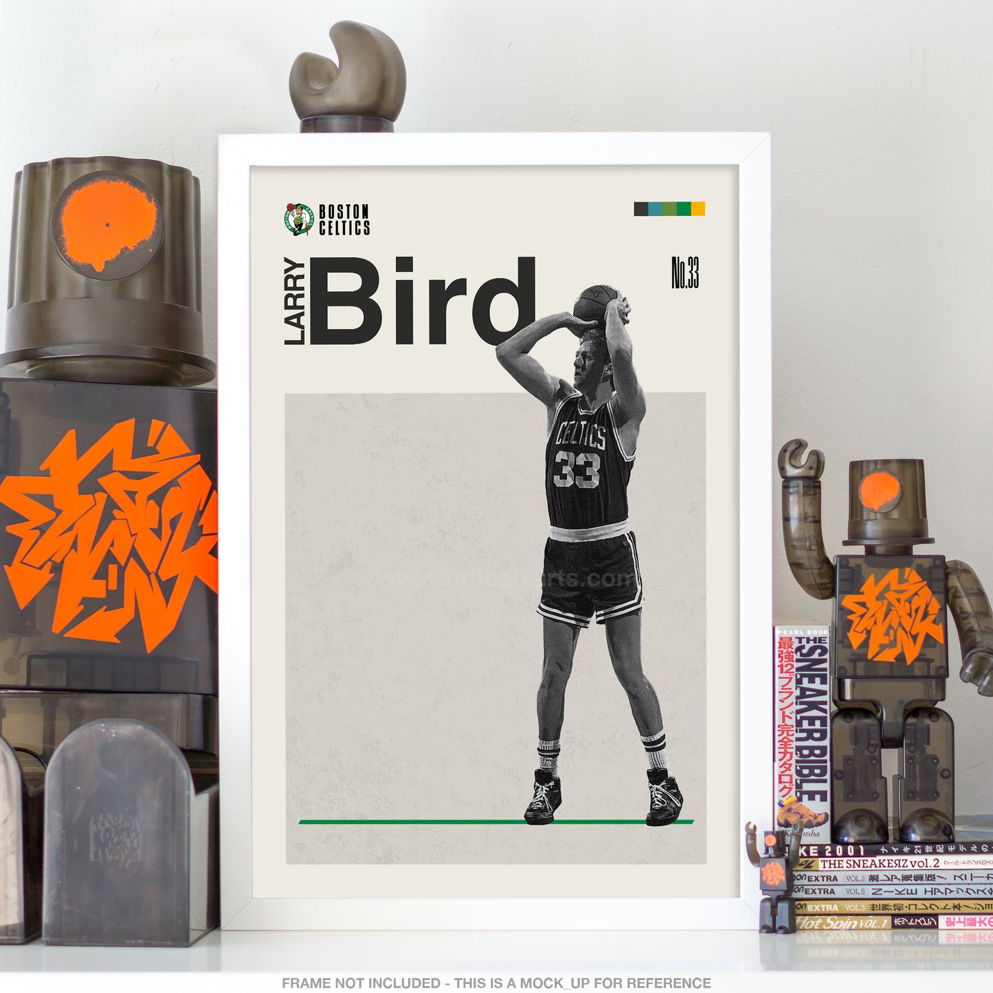 Larry Bird Celtics Basketball Mid Century Modern