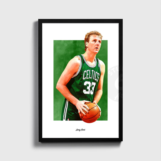 Larry Bird Poster and Canvas, Celtics Basketball Fan Art Print