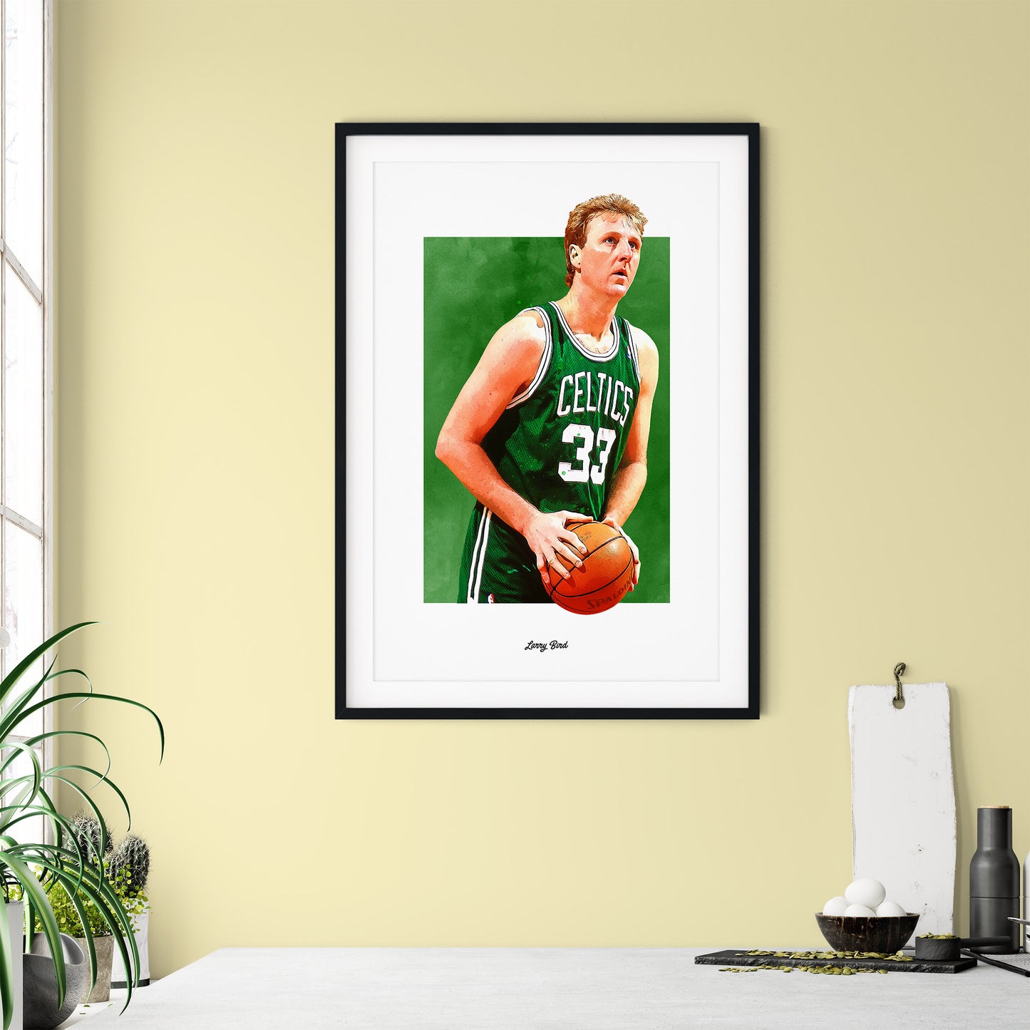 Larry Bird Poster and Canvas, Celtics Basketball Fan Art Print