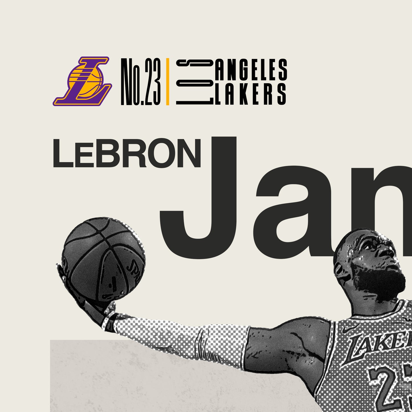Lebron LA Lakers Basketball Mid Century Modern