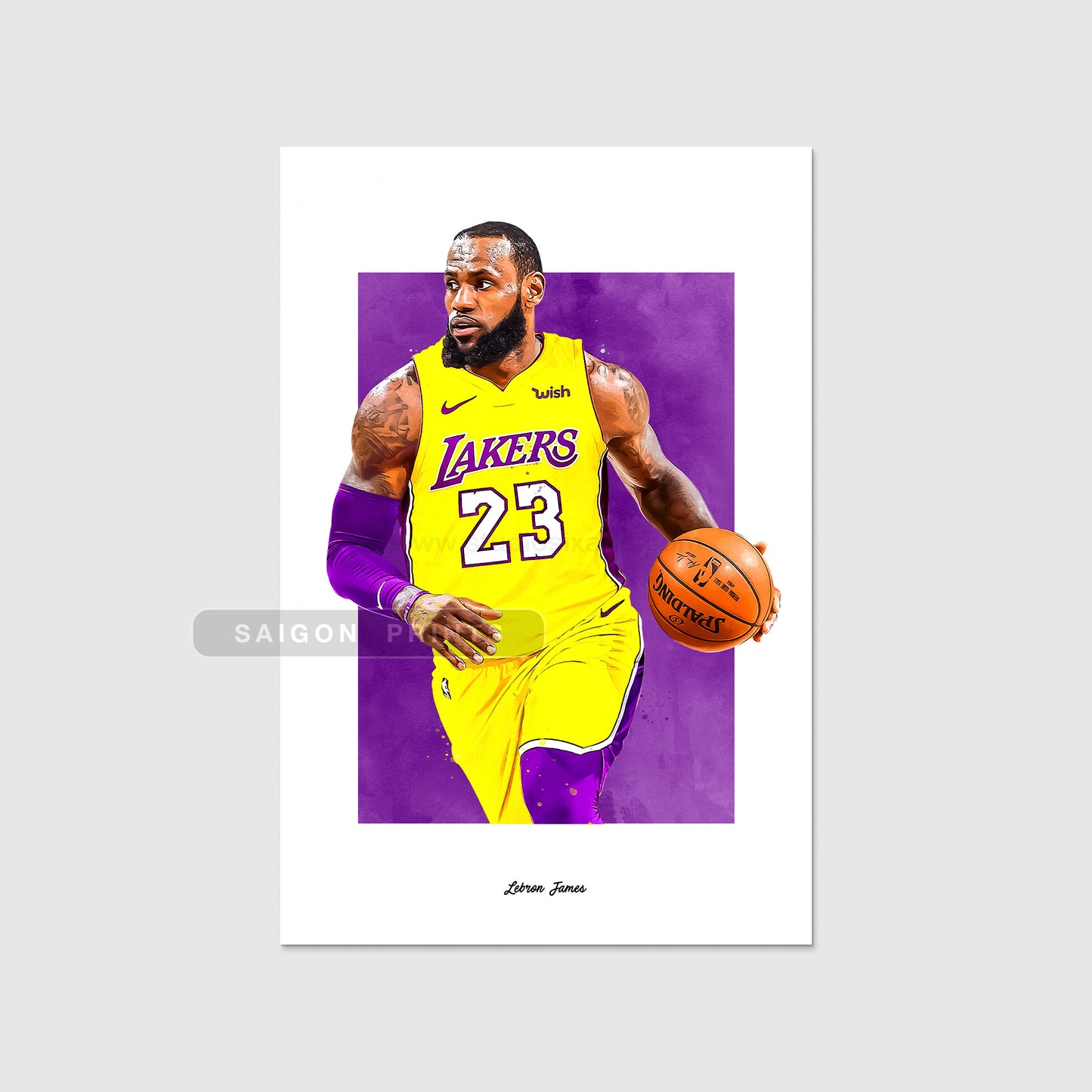 Lebron James Poster, LA Lakers Basketball Fan Art Print, Man Cave Gift