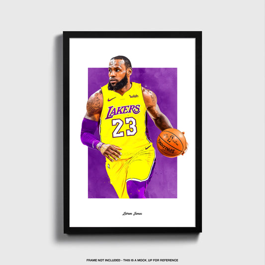 Lebron James Poster, LA Lakers Basketball Fan Art Print, Man Cave Gift