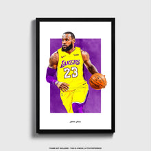 Load image into Gallery viewer, Lebron James Poster, LA Lakers Basketball Fan Art Print, Man Cave Gift
